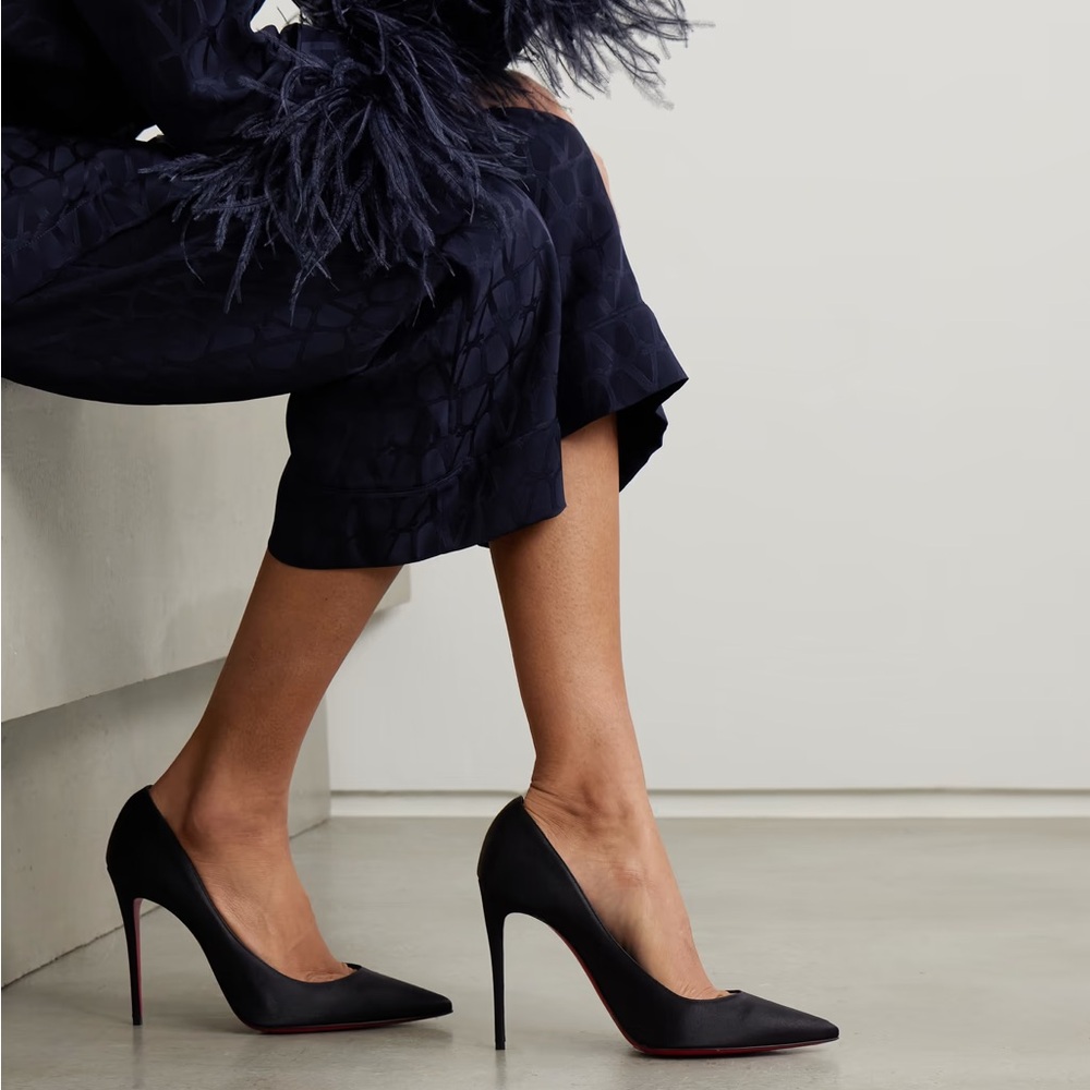 Christian Louboutin Black Satin Heels